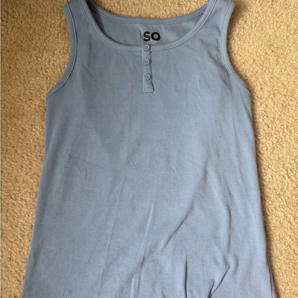 SO Women's Light Blue Ribbed Tank Top